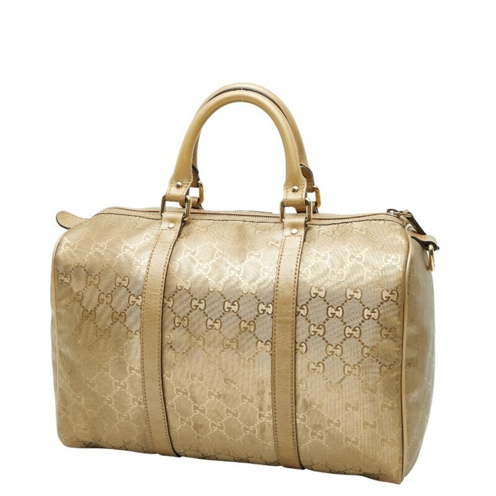 Gucci Handbag Boston Gold Leather Crystal GG Gold